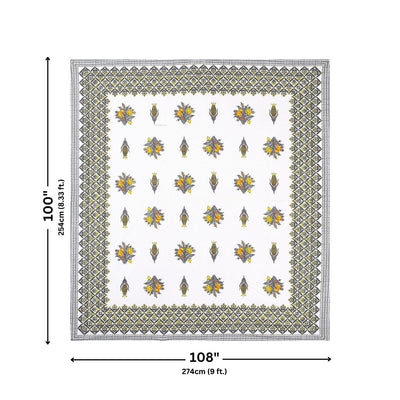Pomegranate Bouquet Gold Pure Cotton King Size Bedsheet