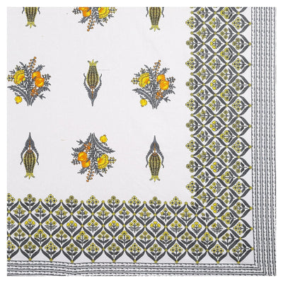 Pomegranate Bouquet Gold Pure Cotton King Size Bedsheet