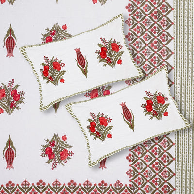 Pomegranate Bouquet Ruby Pure Cotton King Size Bedsheet