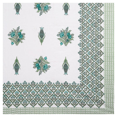 Pomegranate Bouquet Emerald Pure Cotton King Size Bedsheet