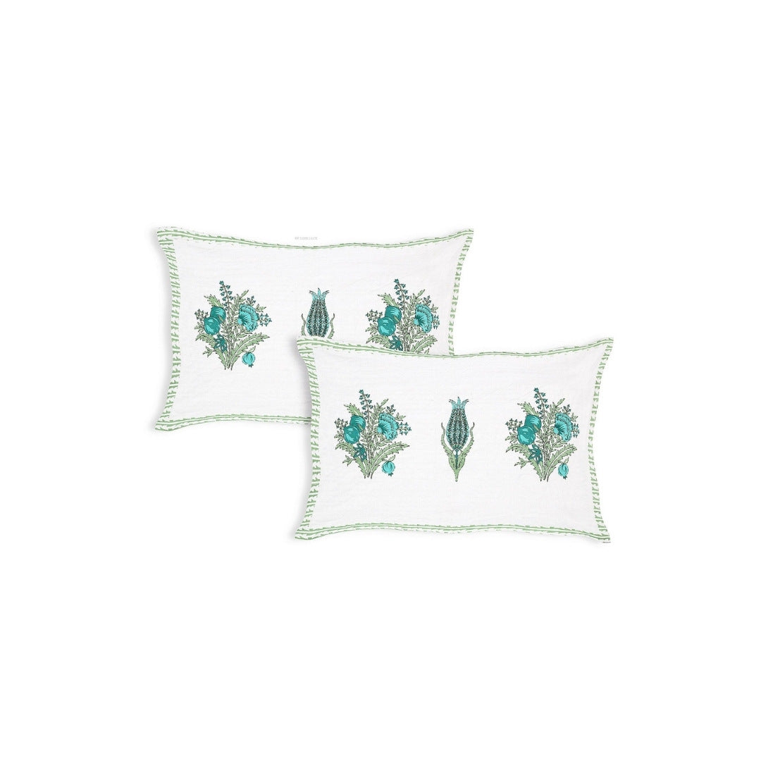 Pomegranate Bouquet Emerald Pure Cotton King Size Bedsheet