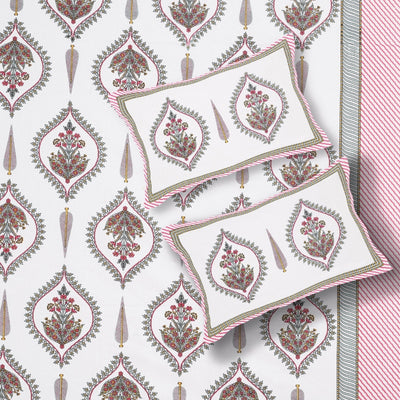 Pomegranate Bouquet Blush Pink Pure Cotton King Size Bedsheet