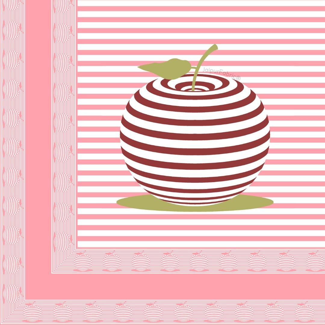 Pink Candy Apple Print Pure Cotton King Size Bedsheet