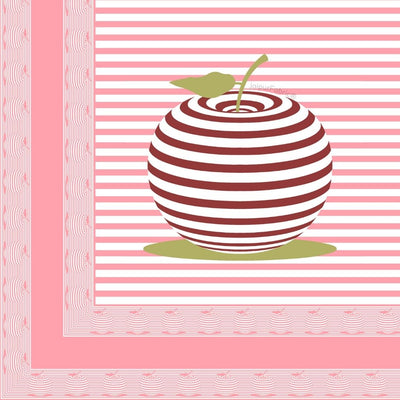 Pink Candy Apple Print Pure Cotton King Size Bedsheet
