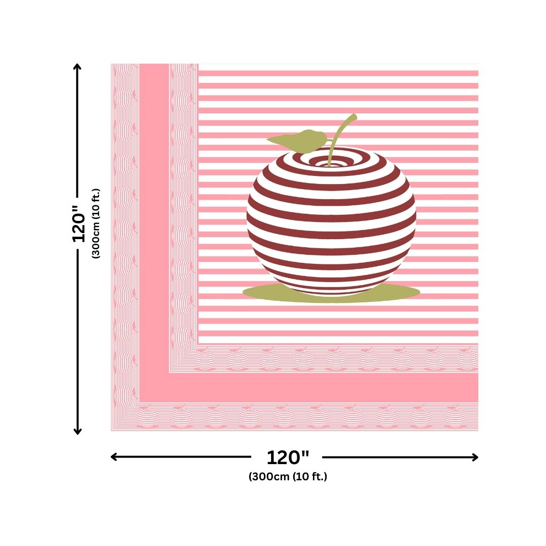 Pink Candy Apple Print Pure Cotton King Size Bedsheet