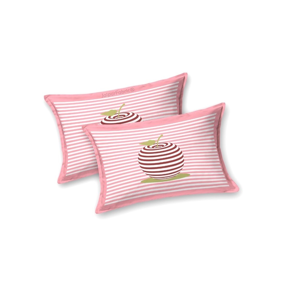 Pink Candy Apple Print Pure Cotton King Size Bedsheet