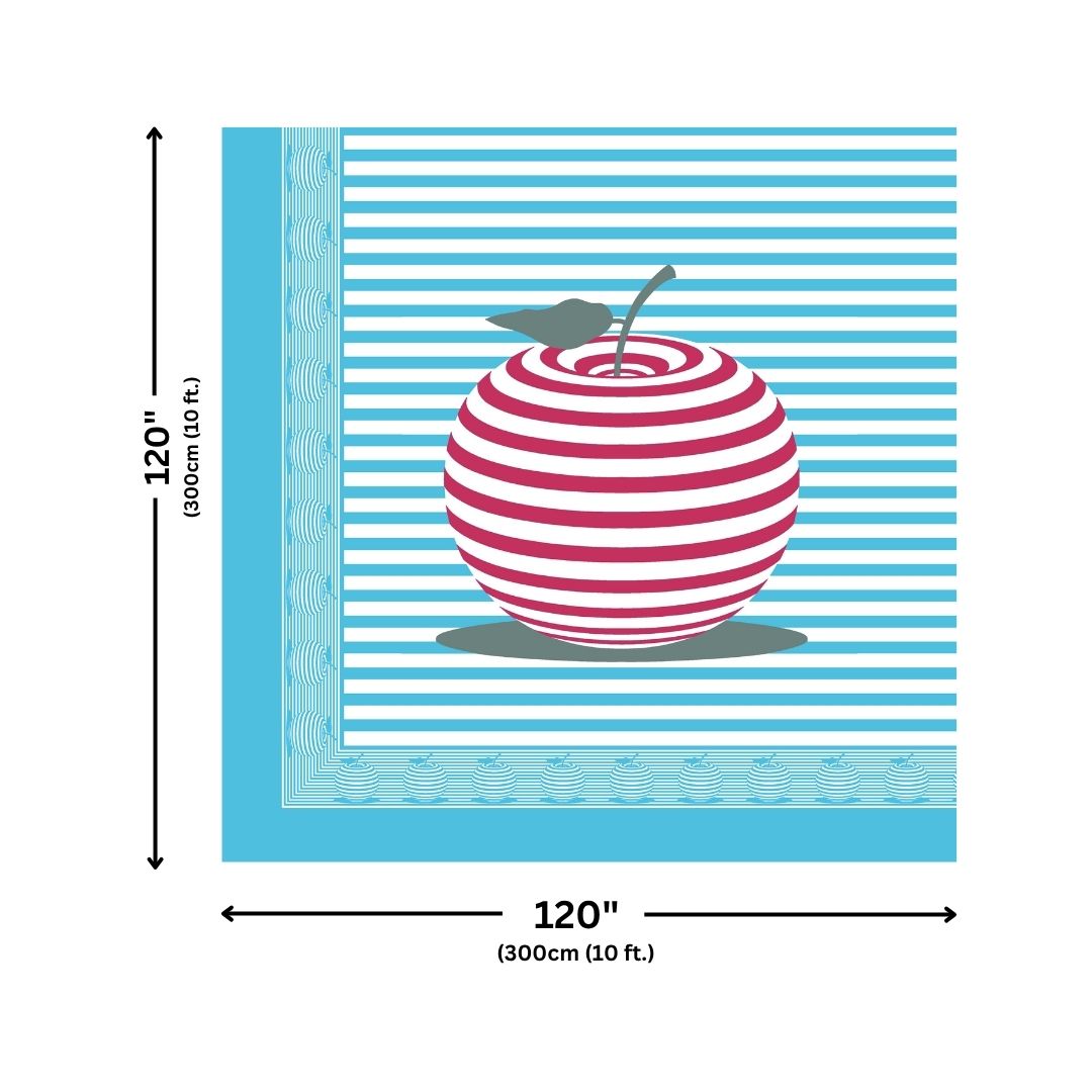 Sky Blue Candy Apple Print Pure Cotton King Size Bedsheet