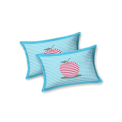 Sky Blue Candy Apple Print Pure Cotton King Size Bedsheet