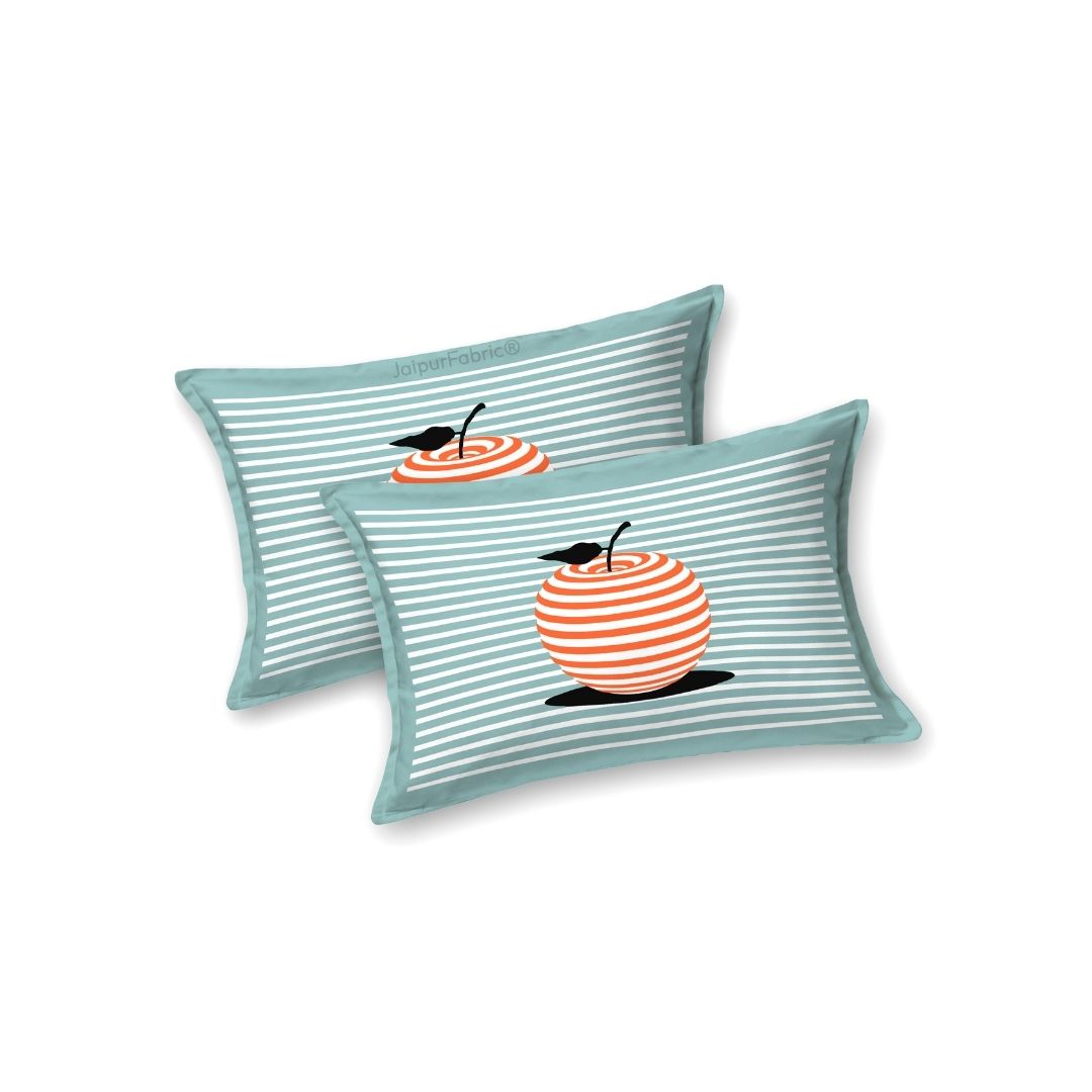 Sea Green Candy Apple Print Pure Cotton King Size Bedsheet