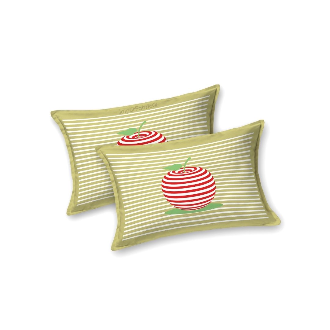 Light Green Candy Apple Print Pure Cotton King Size Bedsheet