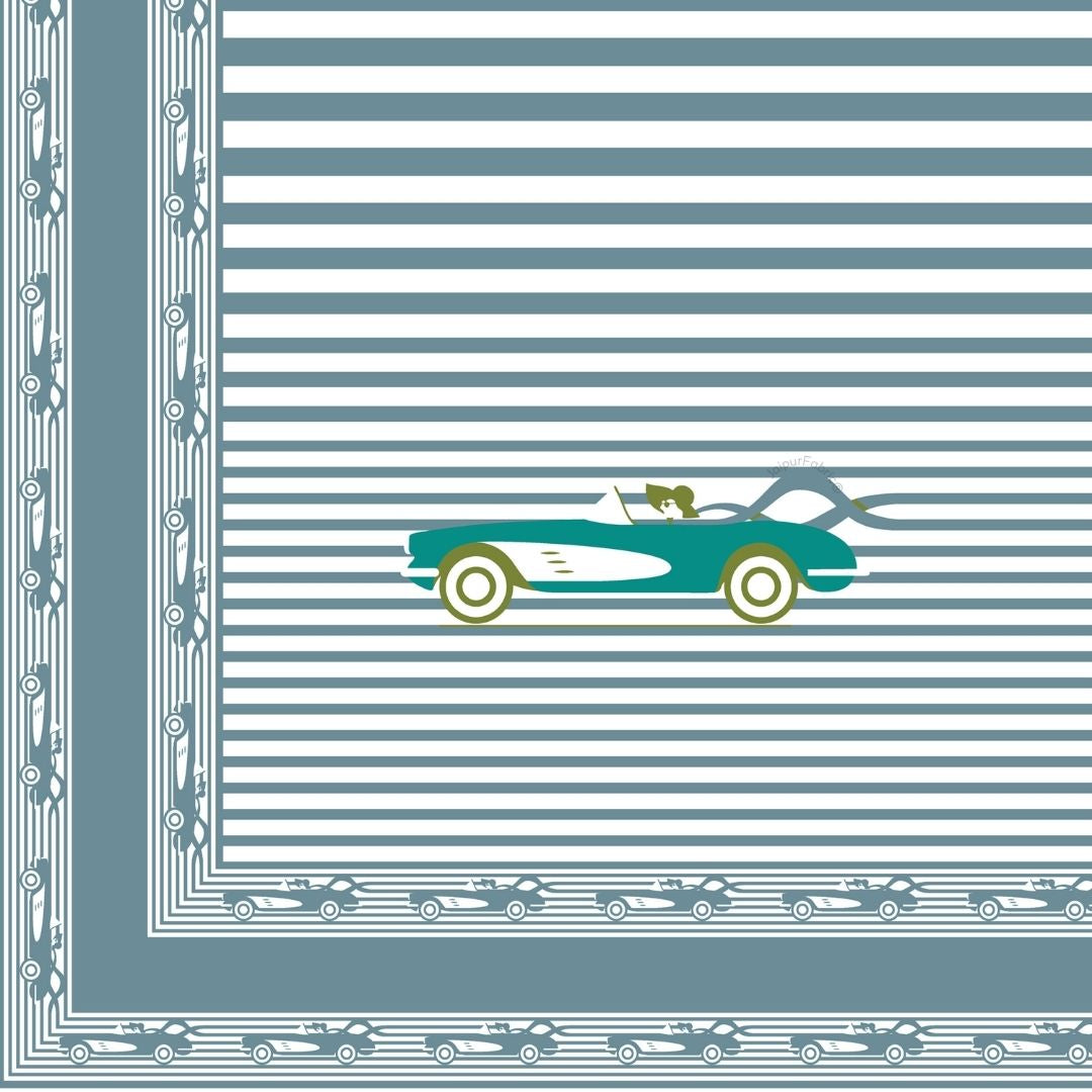 Grey Racing Car Print Pure Cotton King Size Bedsheet