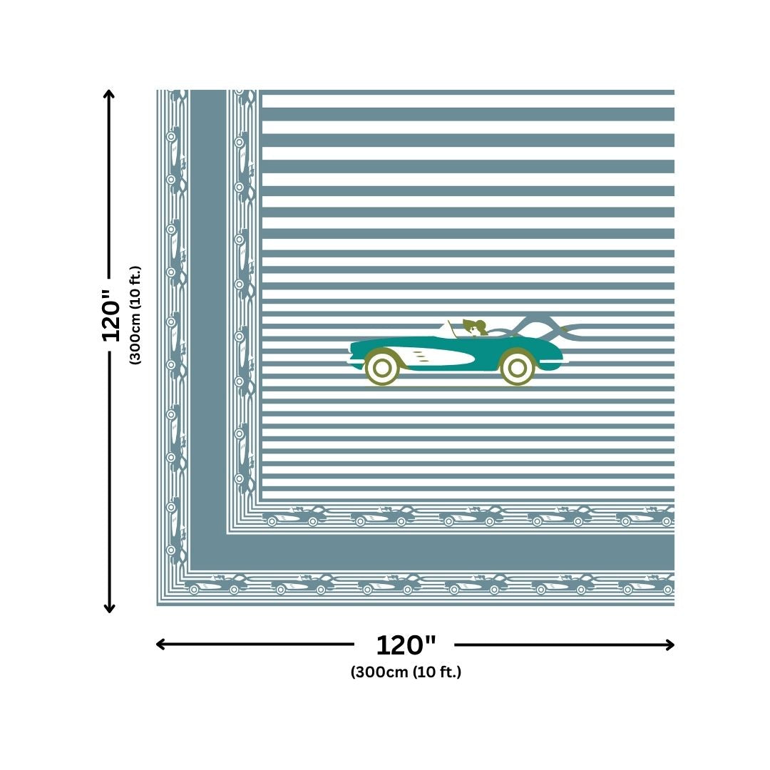 Grey Racing Car Print Pure Cotton King Size Bedsheet