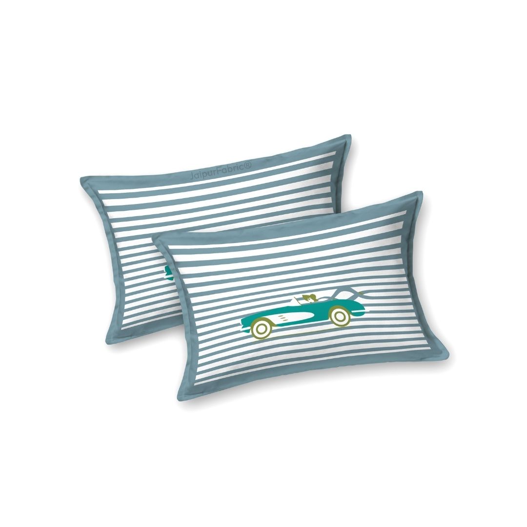 Grey Racing Car Print Pure Cotton King Size Bedsheet