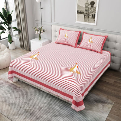 Red Rocket Print Pure Cotton King Size Bedsheet