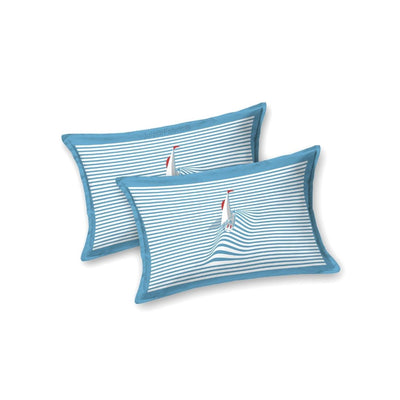Blue Rocket Print Pure Cotton King Size Bedsheet