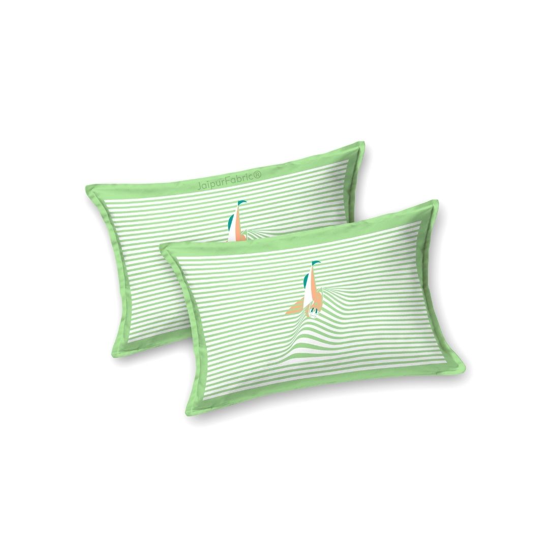 Light Green Rocket Print Pure Cotton King Size Bedsheet