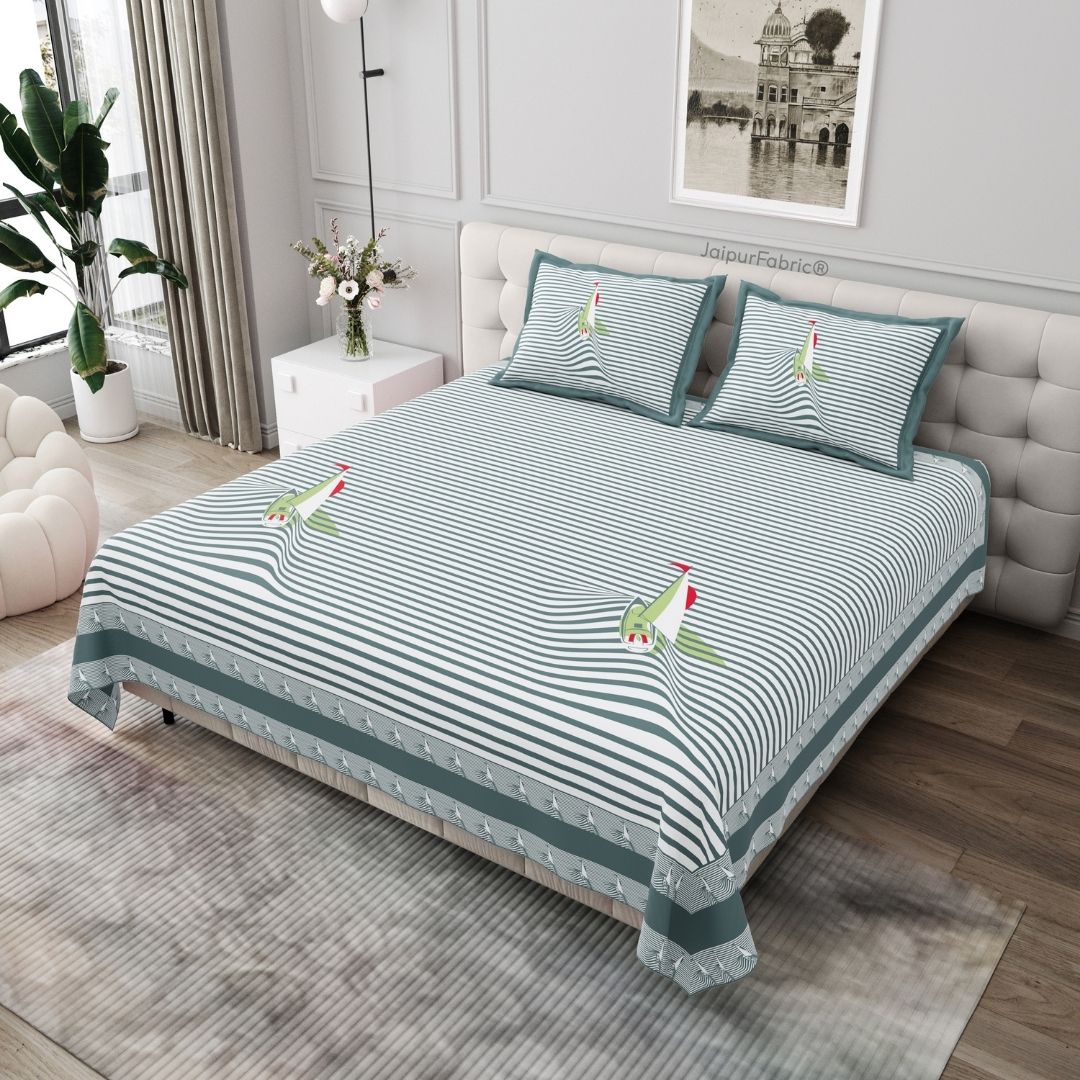 Grey Rocket Print Pure Cotton King Size Bedsheet