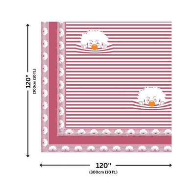Pink Sleeping Cat Print Pure Cotton King Size Bedsheet