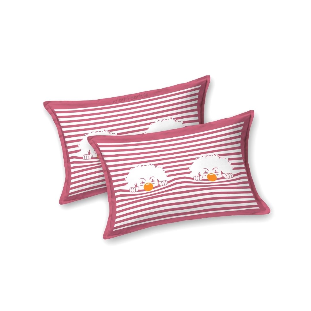 Pink Sleeping Cat Print Pure Cotton King Size Bedsheet