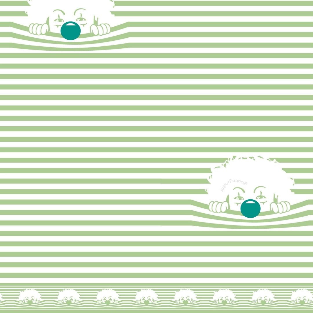 Light Green Sleeping Cat Print Pure Cotton King Size Bedsheet