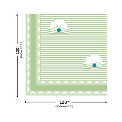 Light Green Sleeping Cat Print Pure Cotton King Size Bedsheet