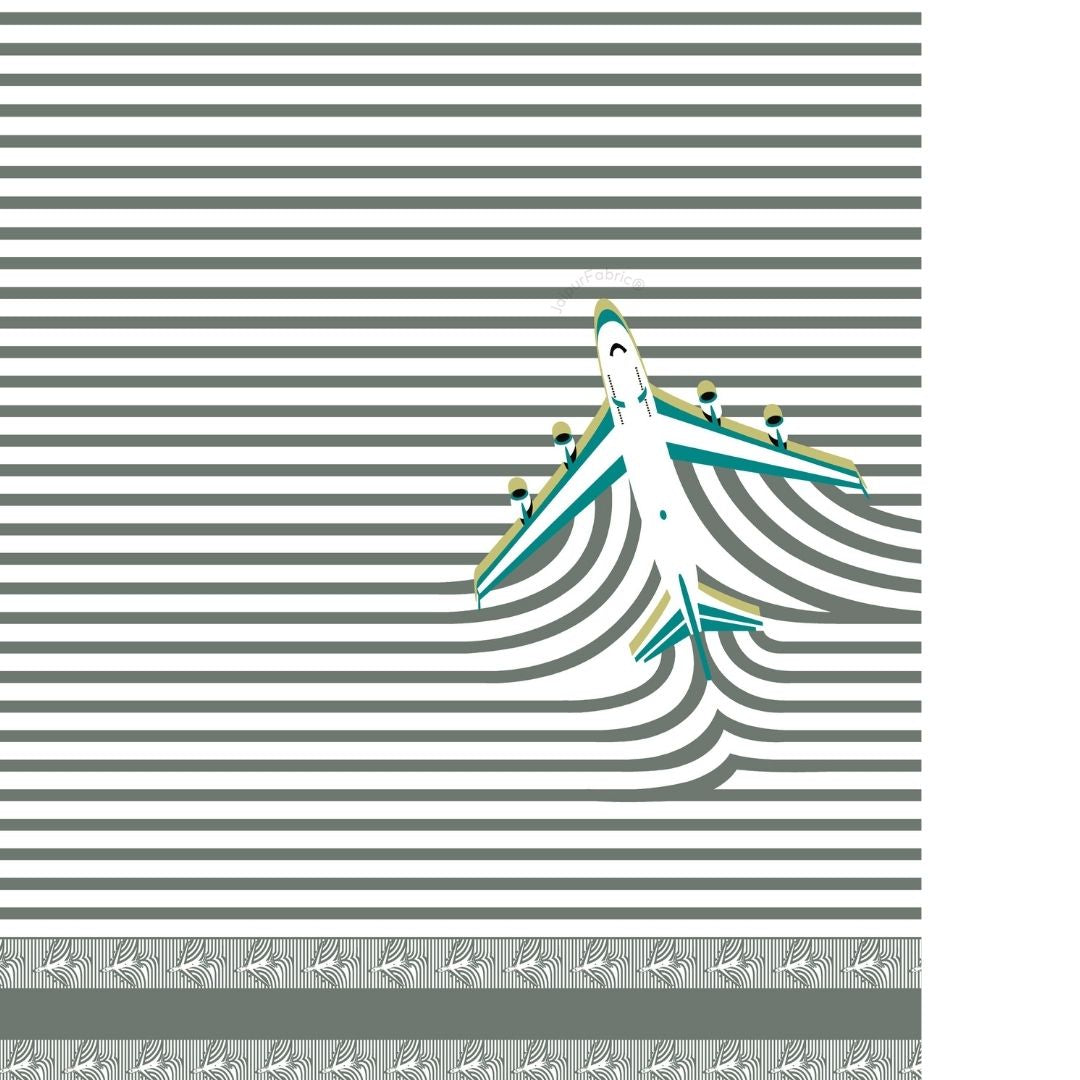 Grey Paper Plane Print Pure Cotton King Size Bedsheet