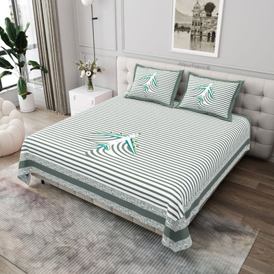 Grey Paper Plane Print Pure Cotton King Size Bedsheet