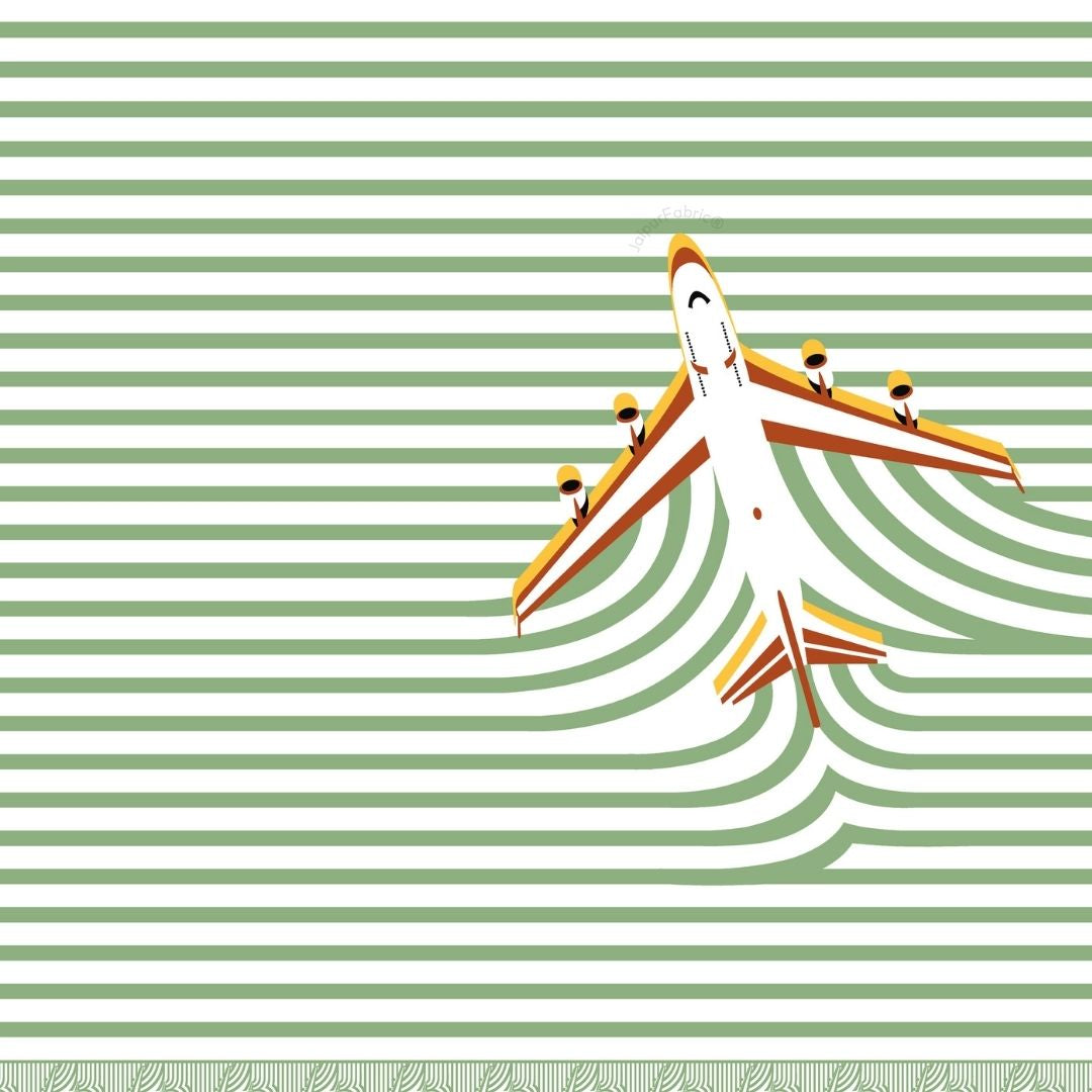 Light Green Paper Plane Print Pure Cotton King Size Bedsheet