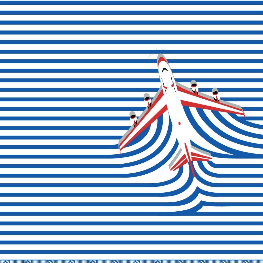 Royal Blue Paper Plane Print Pure Cotton King Size Bedsheet