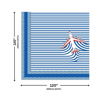 Royal Blue Paper Plane Print Pure Cotton King Size Bedsheet
