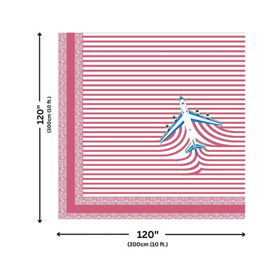 Pink Paper Plane Print Pure Cotton King Size Bedsheet