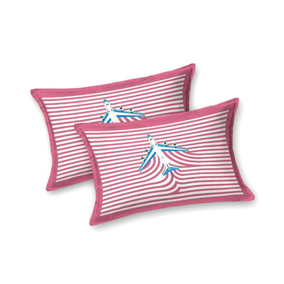 Pink Paper Plane Print Pure Cotton King Size Bedsheet