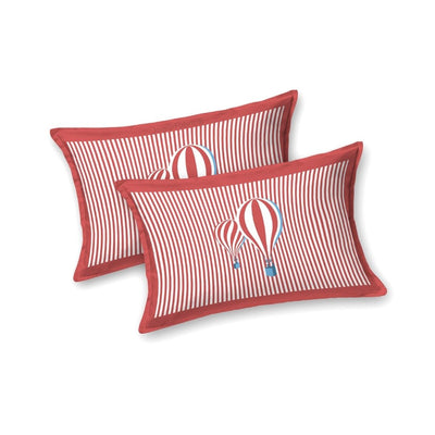 Red Hot Air Balloon Print Pure Cotton King Size Bedsheet