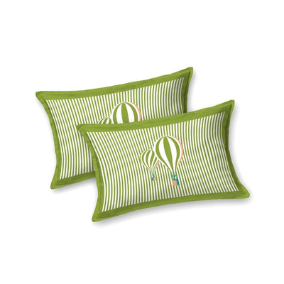 Light Green Hot Air Balloon Print Pure Cotton King Size Bedsheet
