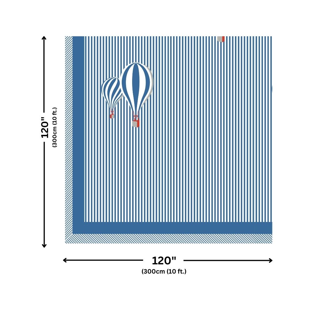 Blue Hot Air Balloon Print Pure Cotton King Size Bedsheet