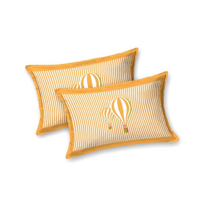 Orange Hot Air Balloon Print Pure Cotton King Size Bedsheet