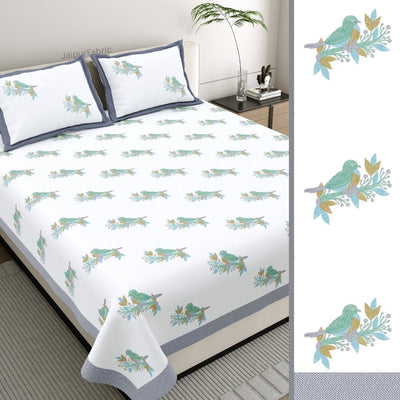 Steel Blue Avian Breeze King Size Pure Cotton Bedsheet