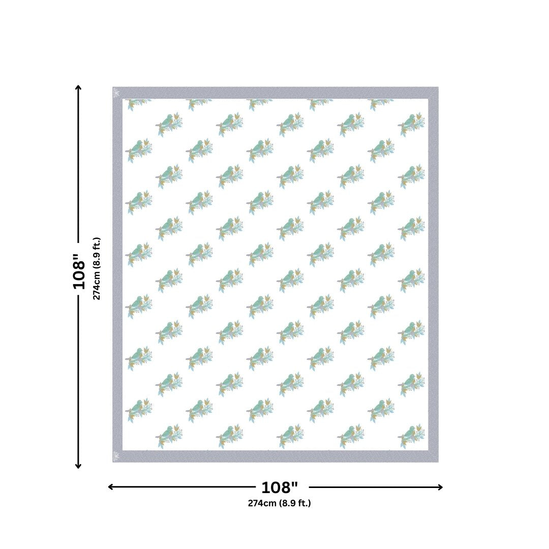 Steel Blue Avian Breeze King Size Pure Cotton Bedsheet
