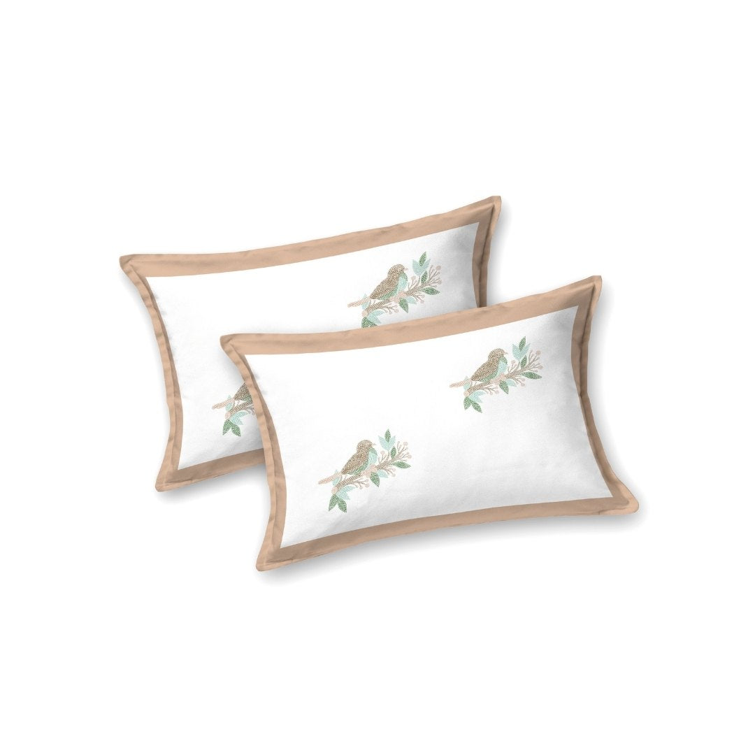 Sandy Beige Avian Breeze King Size Pure Cotton Bedsheet