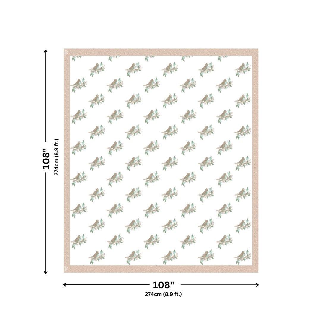 Sandy Beige Avian Breeze King Size Pure Cotton Bedsheet