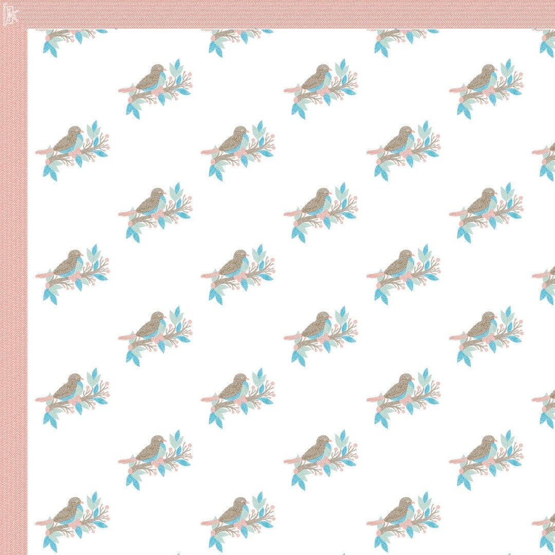 Coral Peach Avian Breeze King Size Pure Cotton Bedsheet