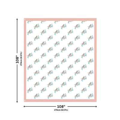 Coral Peach Avian Breeze King Size Pure Cotton Bedsheet