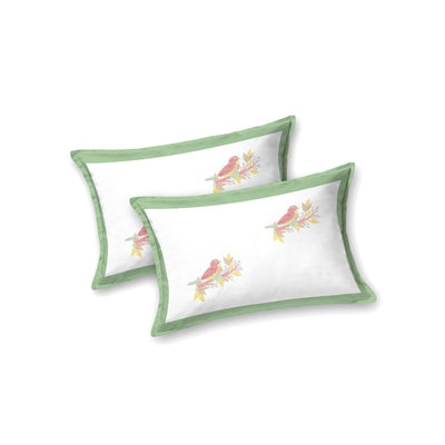 Fresh Green Avian Breeze King Size Pure Cotton Bedsheet