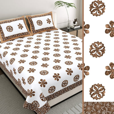 Mocha Brown Royal Mandala King Size Pure Cotton Bedsheet