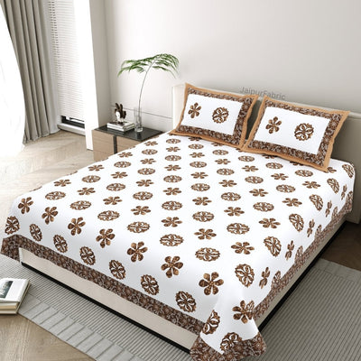 Mocha Brown Royal Mandala King Size Pure Cotton Bedsheet
