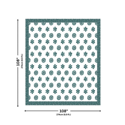 Teal Blue Royal Mandala Tropical Trio King Size Pure Cotton Bedsheet