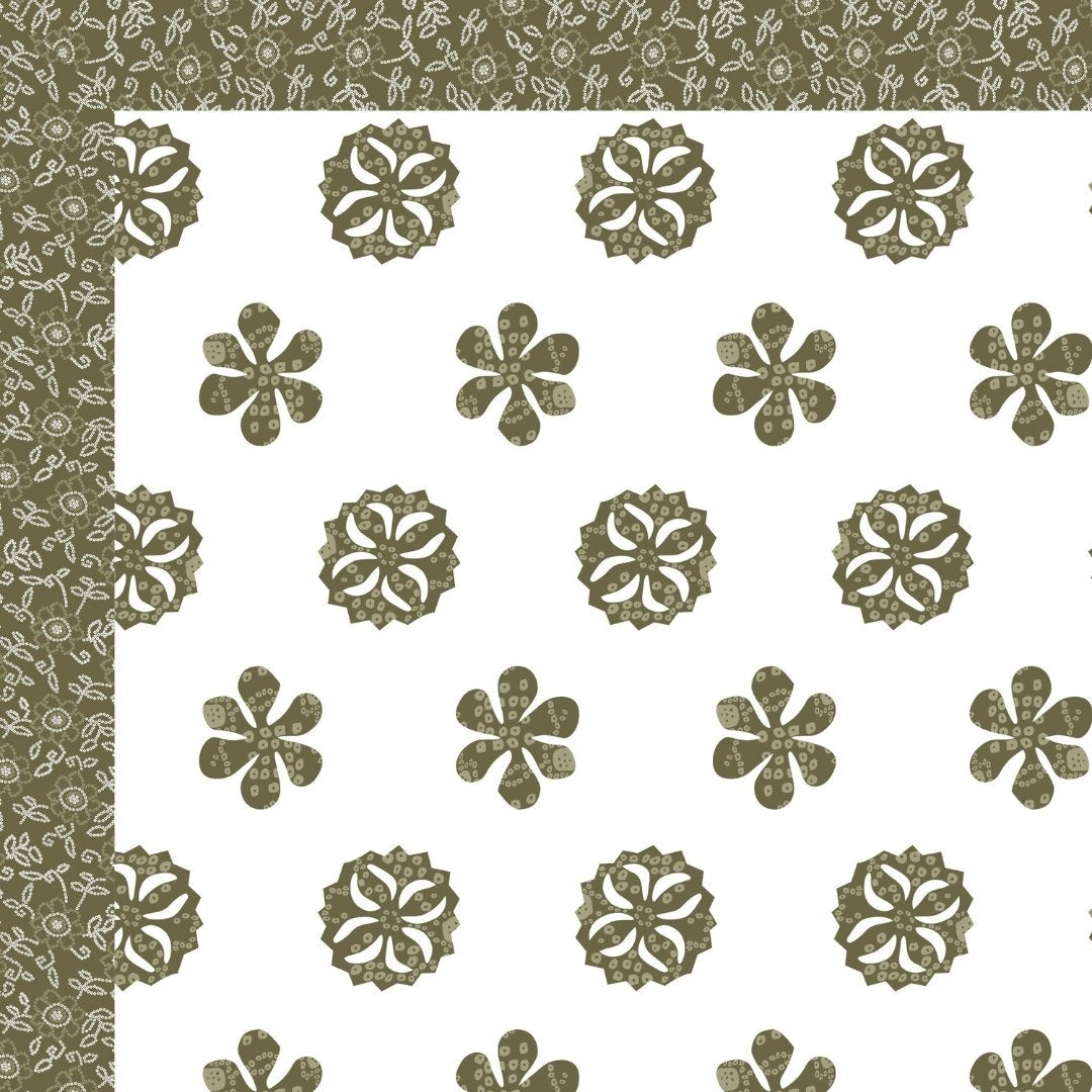 Olive Green Royal Mandala King Size Pure Cotton Bedsheet