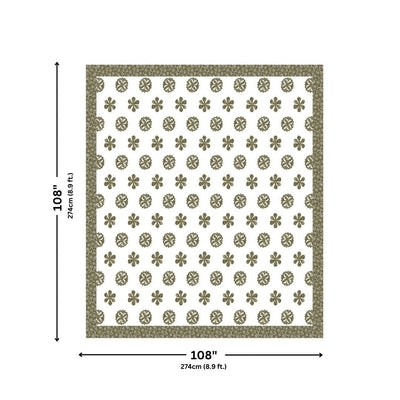 Olive Green Royal Mandala King Size Pure Cotton Bedsheet
