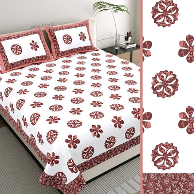 Rust Red Royal Mandala Tropical Trio King Size Pure Cotton Bedsheet