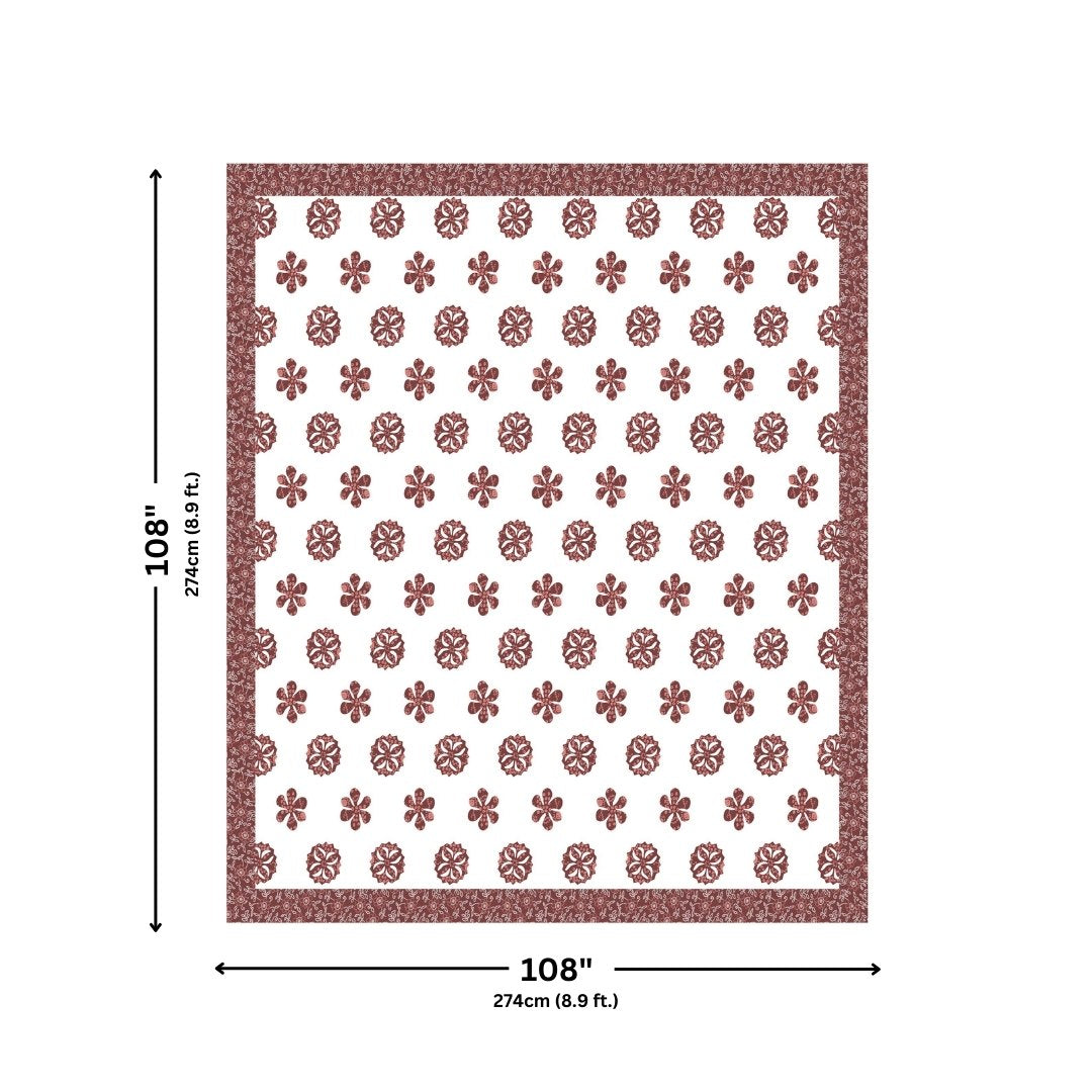 Rust Red Royal Mandala Tropical Trio King Size Pure Cotton Bedsheet